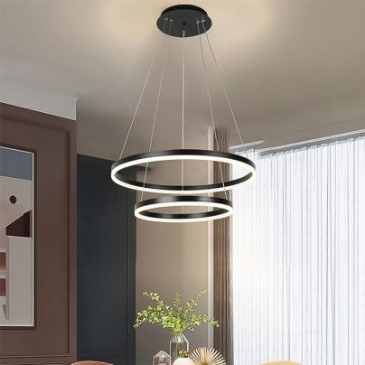 Modern simple round linear LED pendant light