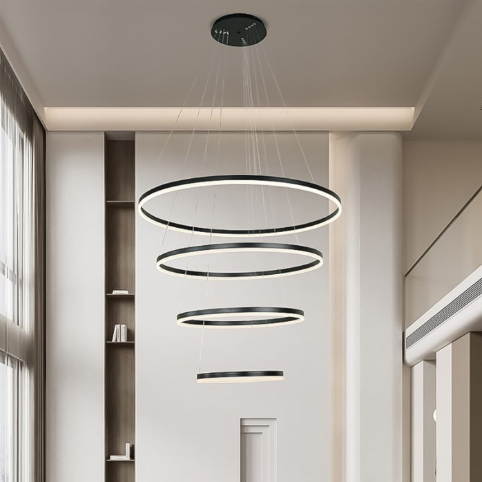 Modern simple round linear LED pendant light