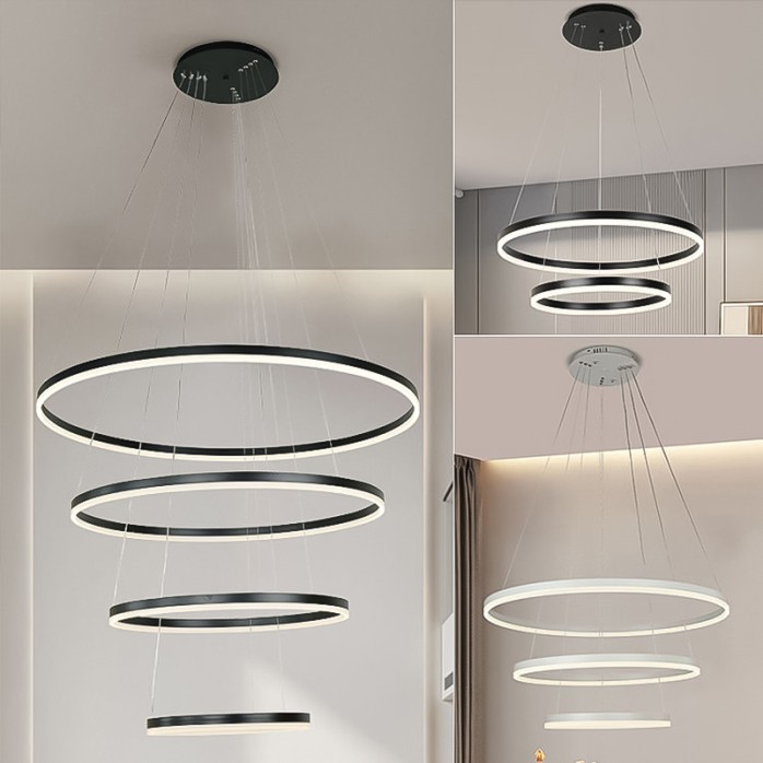Modern simple round linear LED pendant light