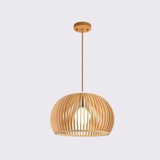 Pumpkin-shaped lampshade solid wood chandelier