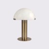 Imitation alabaster half moon large rechargeable desk lamp
