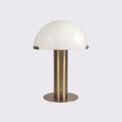 Imitation alabaster half moon large rechargeable desk lamp