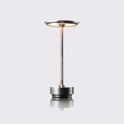Silver metal touch control rechargeable desk lamp