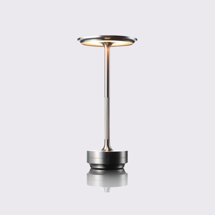 Silver metal touch control rechargeable desk lamp