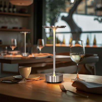 Silver metal touch control rechargeable desk lamp