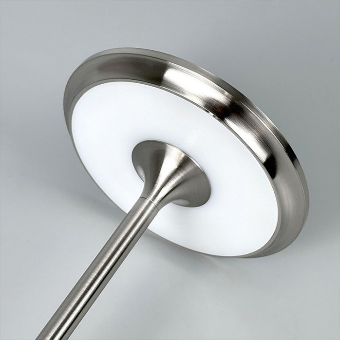 Silver metal touch control rechargeable desk lamp