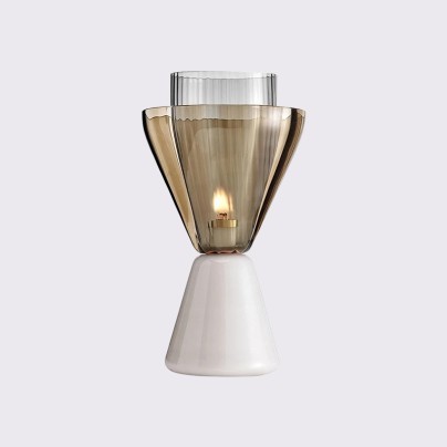 Simple glass and white marble base table lamp