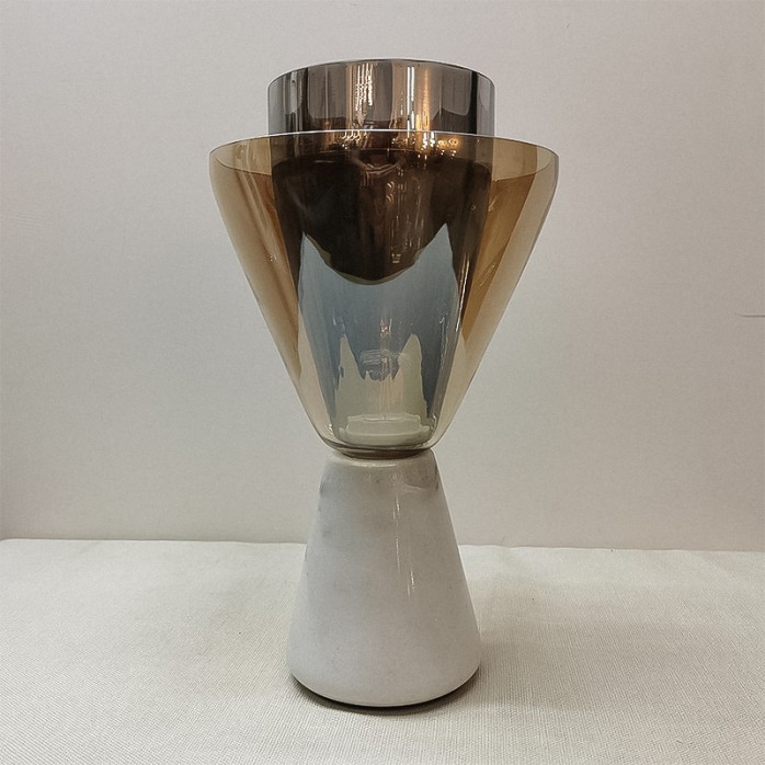 Simple glass and white marble base table lamp