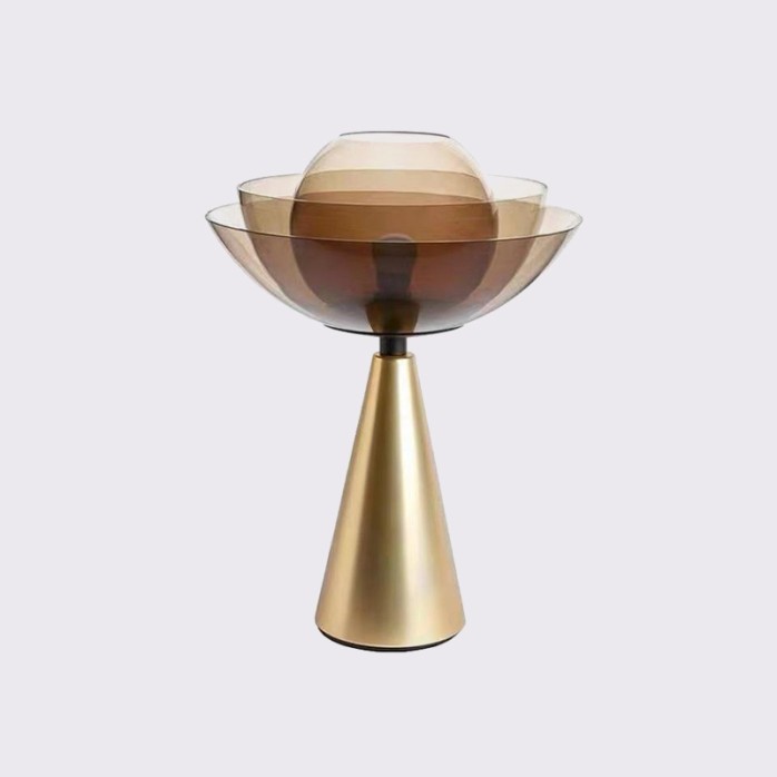 Lotus glass metal modern LED table lamp