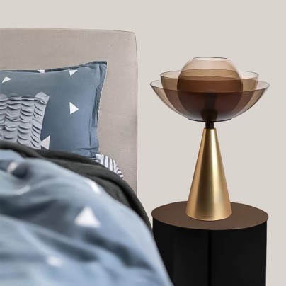Lotus glass metal modern LED table lamp