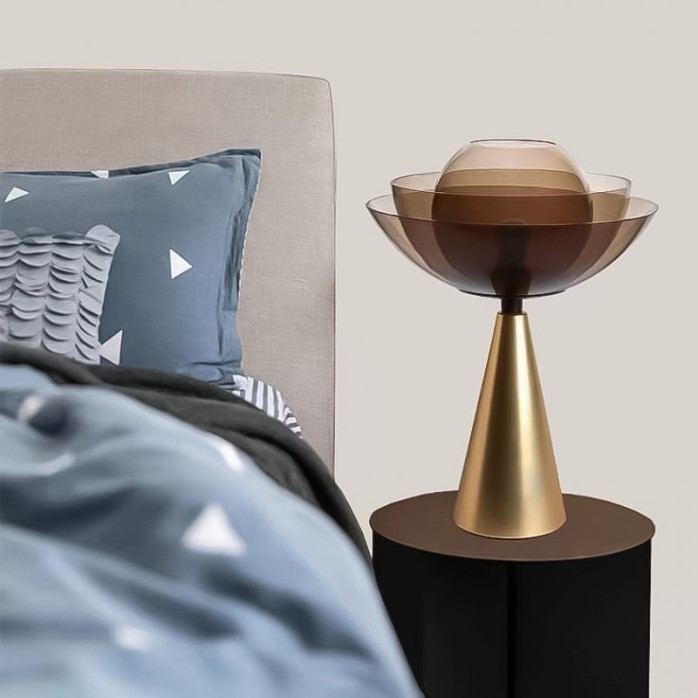 Lotus glass metal modern LED table lamp