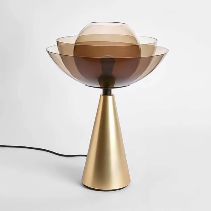 Lotus glass metal modern LED table lamp