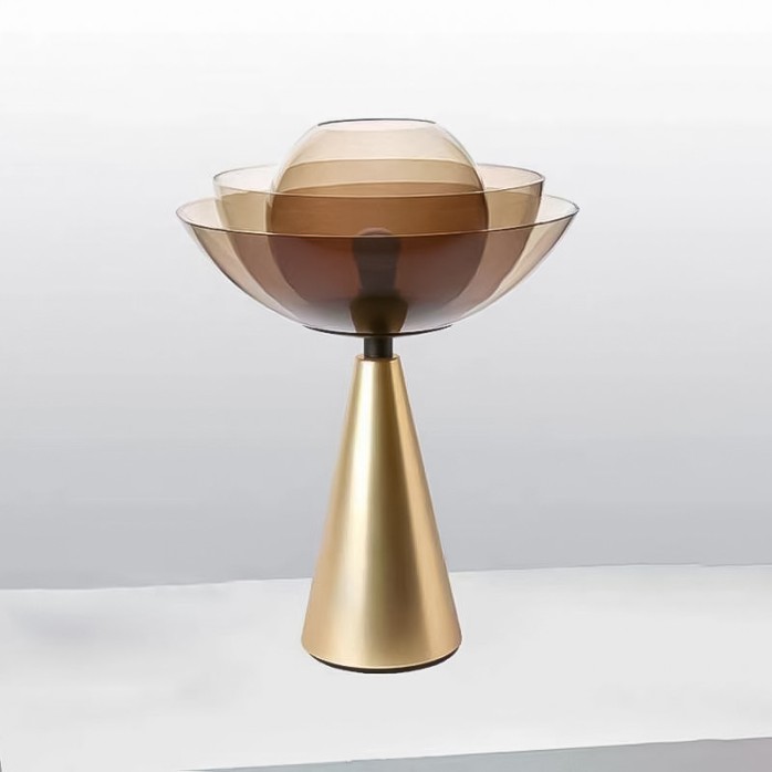 Lotus glass metal modern LED table lamp