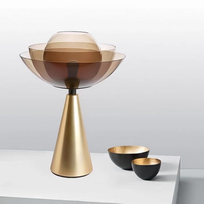 Lotus glass metal modern LED table lamp