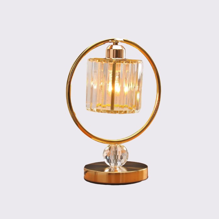 Industrial style small crystal metal table lamp