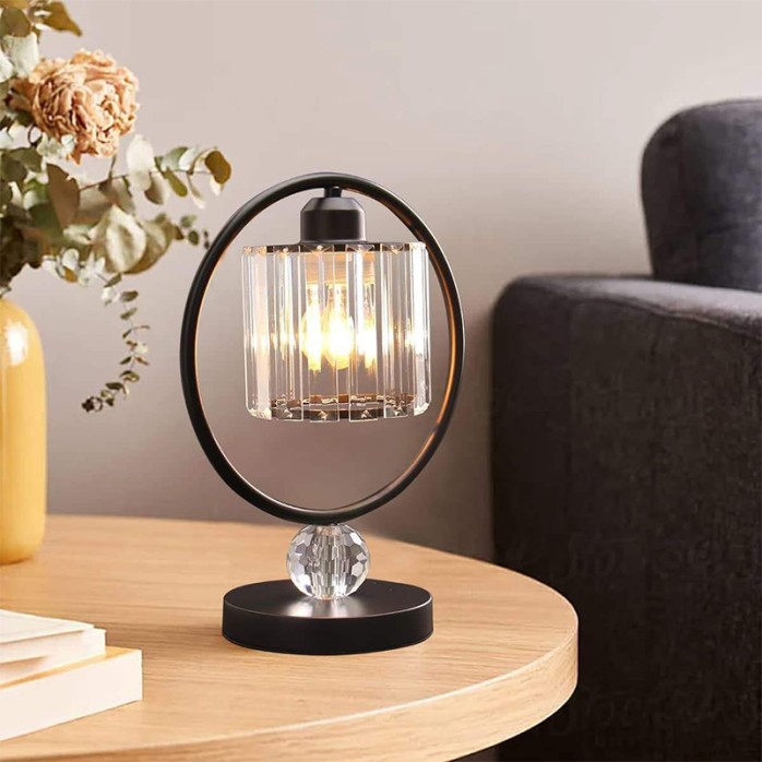 Industrial style small crystal metal table lamp