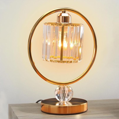 Industrial style small crystal metal table lamp