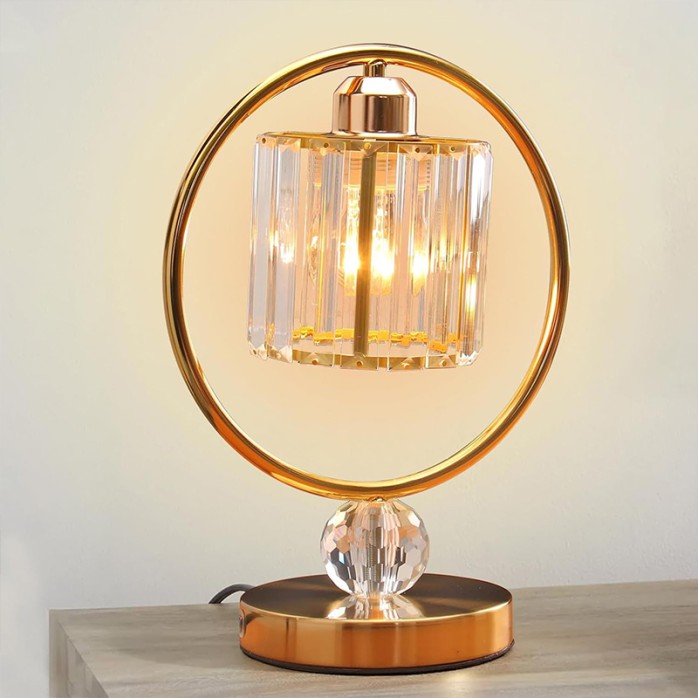 Industrial style small crystal metal table lamp
