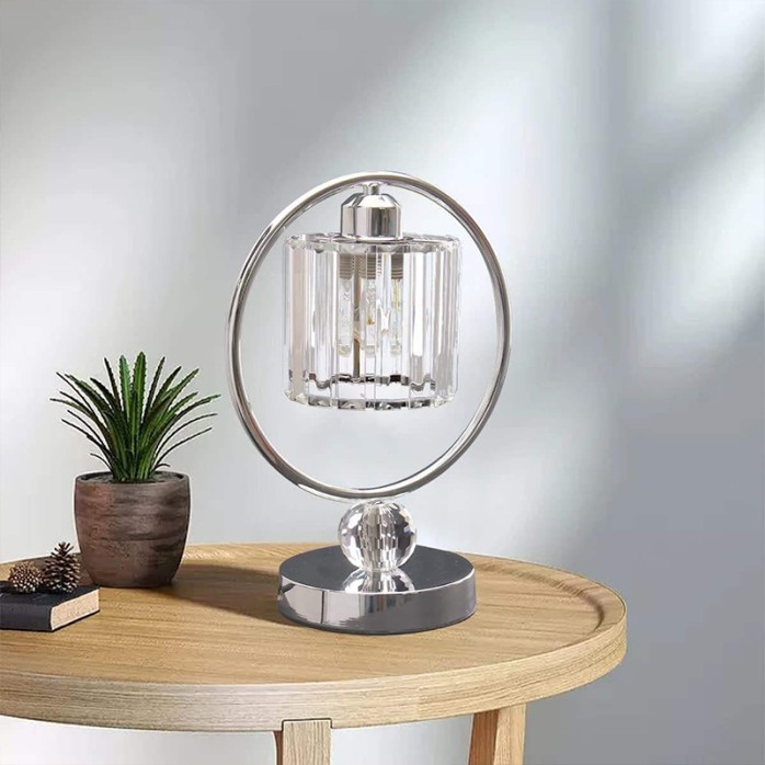 Industrial style small crystal metal table lamp