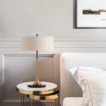 Simple round fabric lampshade table lamp
