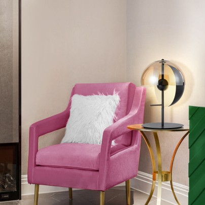 Semi-circular glass simple lampshade table lamp