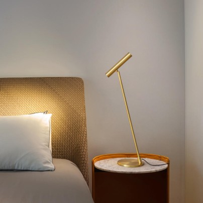 Simple all-copper rotating long pole LED desk lamp