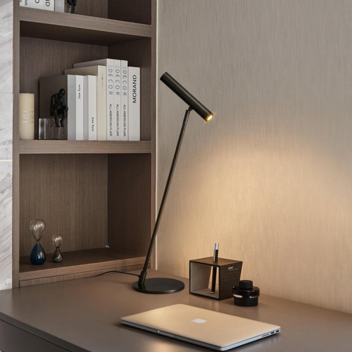 Simple all-copper rotating long pole LED desk lamp
