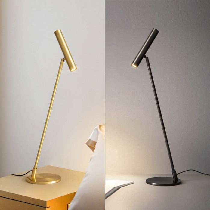 Simple all-copper rotating long pole LED desk lamp