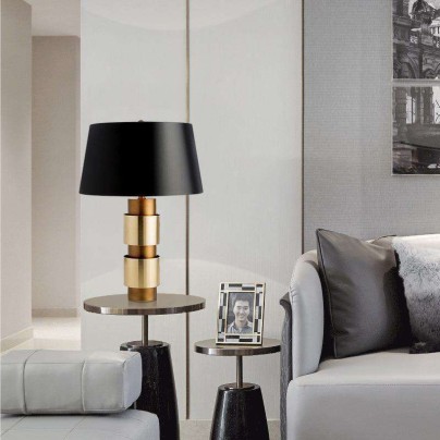 Adjustable brightness fabric lampshade table lamp