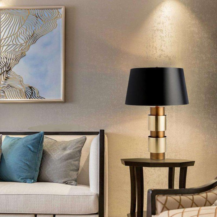 Adjustable brightness fabric lampshade table lamp