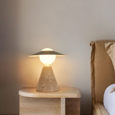 Yellow travertine wabi-sabi decorative table lamp