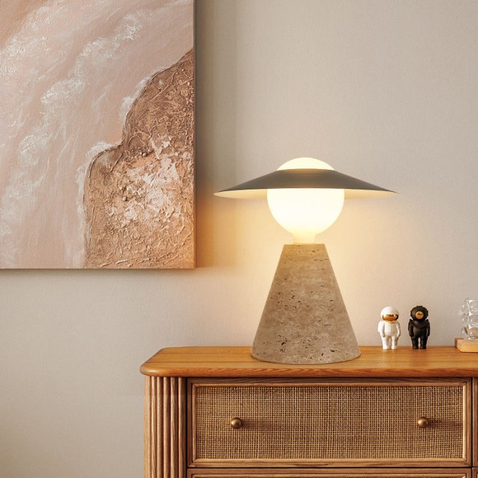 Yellow travertine wabi-sabi decorative table lamp