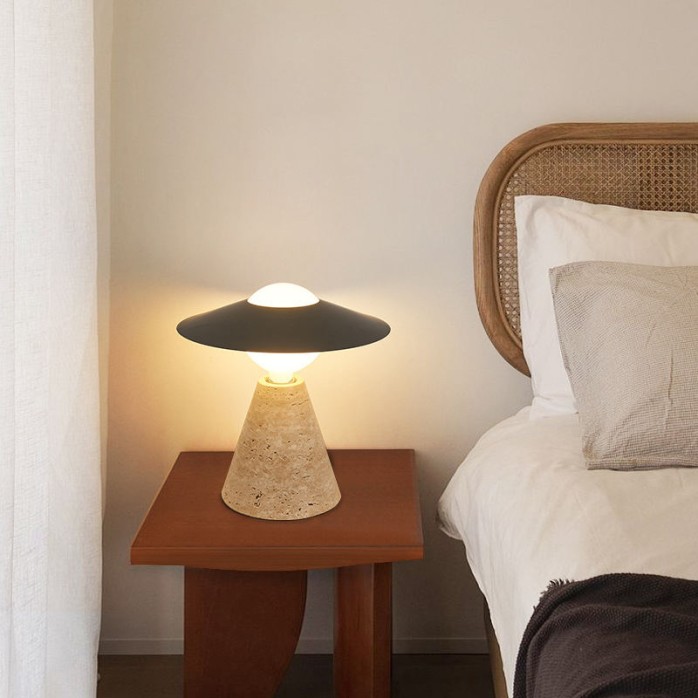 Yellow travertine wabi-sabi decorative table lamp