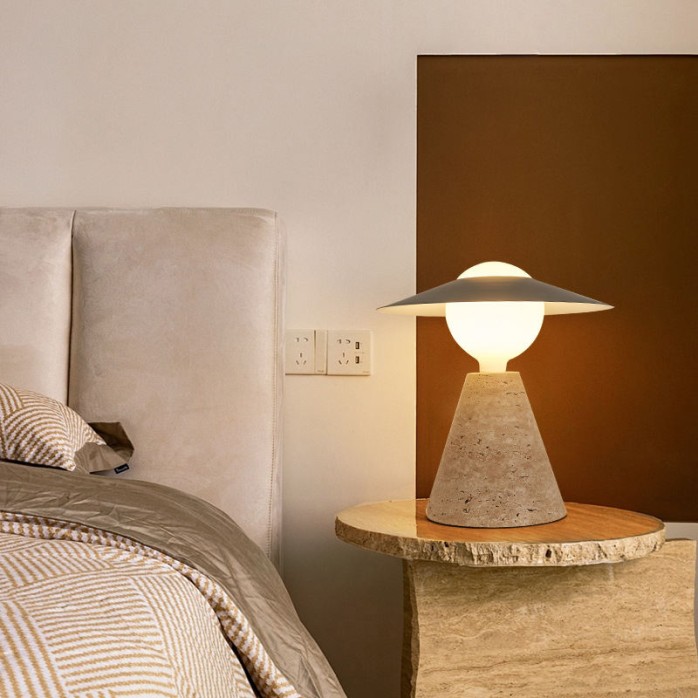Yellow travertine wabi-sabi decorative table lamp