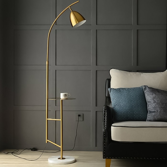 Light luxury metal shelf vertical floor lamp
