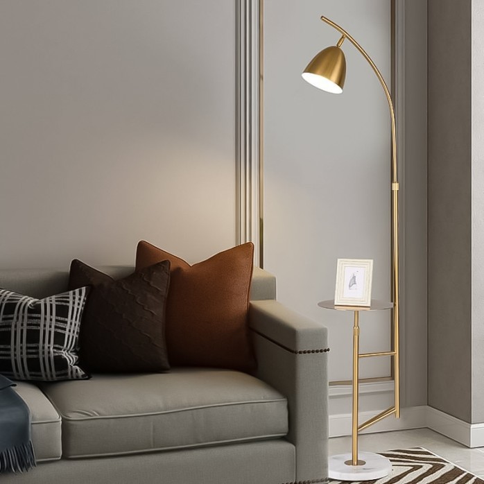 Light luxury metal shelf vertical floor lamp