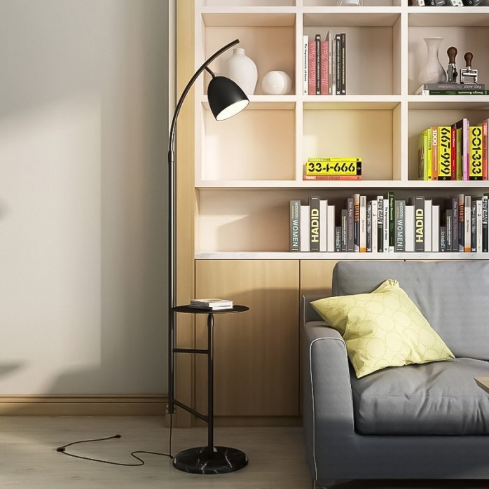 Light luxury metal shelf vertical floor lamp