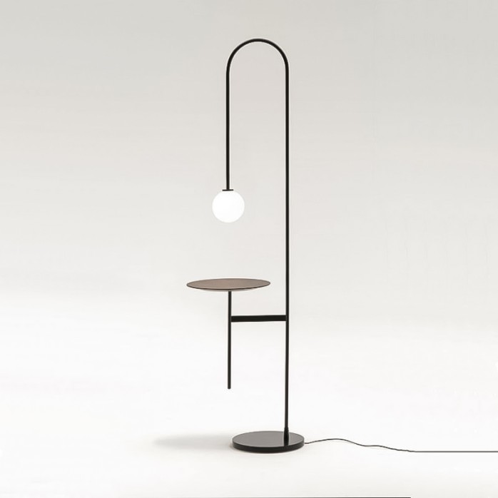 LED floor lamp with iron lamp body and coffee table