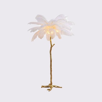 Ostrich feather vertical palm tree floor lamp