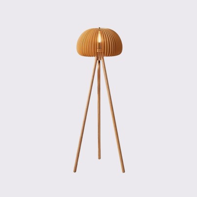 Decorative natural solid wood triangle floor lamp