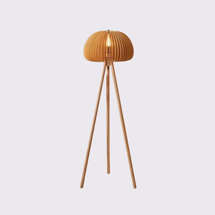 Decorative natural solid wood triangle floor lamp