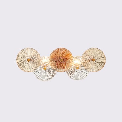 Handmade ribbed glass plate lampshade wall lamp
