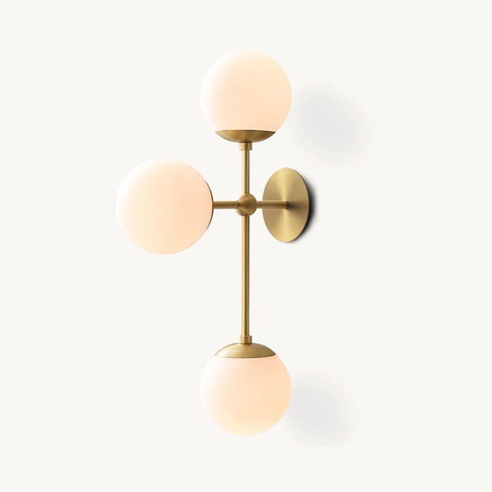 Modern simple brass metal glass wall lamp