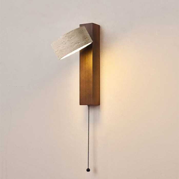 Yellow travertine rotatable decorative wall lamp