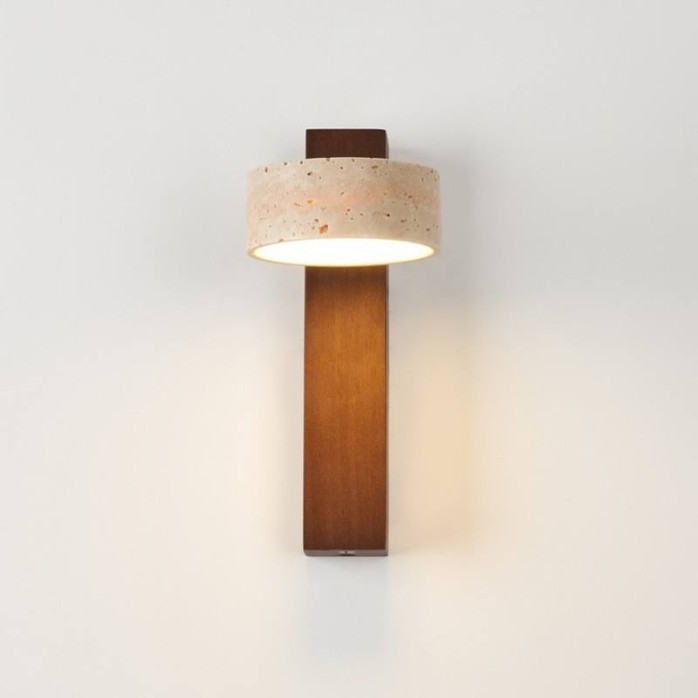 Yellow travertine rotatable decorative wall lamp