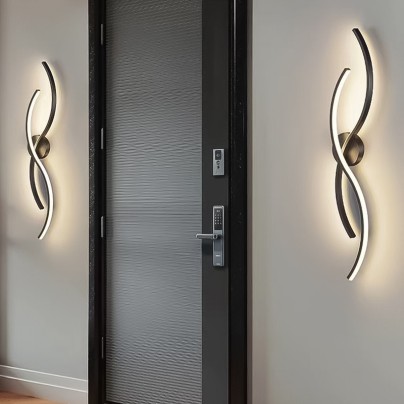 Black metal linear LED wall light