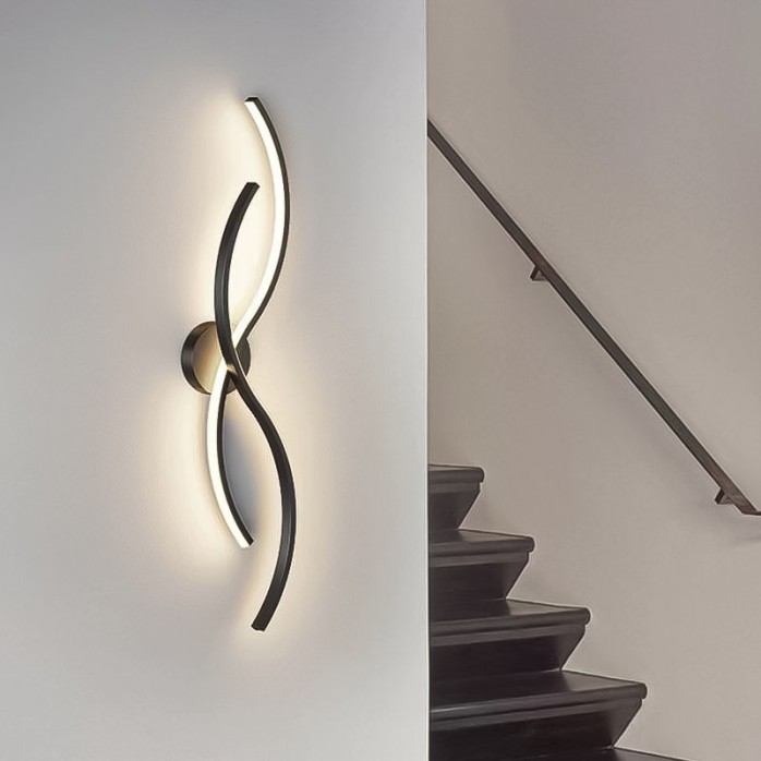 Black metal linear LED wall light