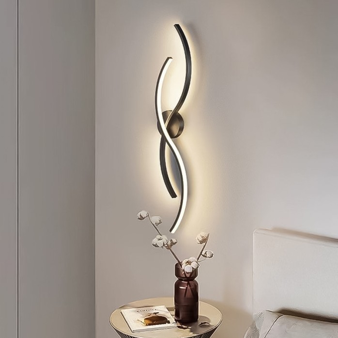 Black metal linear LED wall light