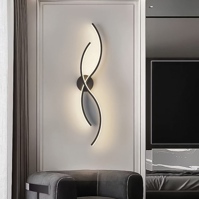 Black metal linear LED wall light