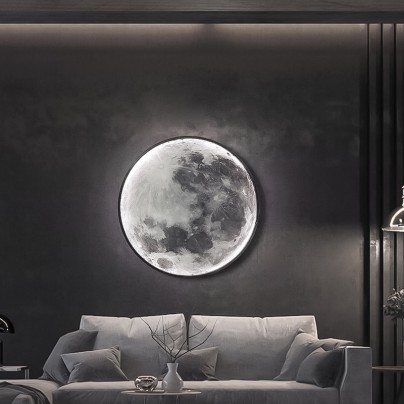 Round moon art decoration LED wall lamp
